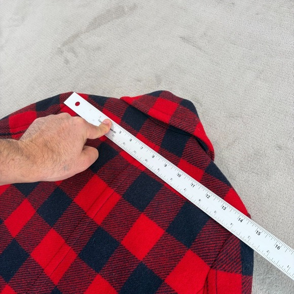 J.Crew Double Breasted Pea Coat Jacket in Red Buffalo Plaid 100% Wool Women 2 - Picture 9 of 12